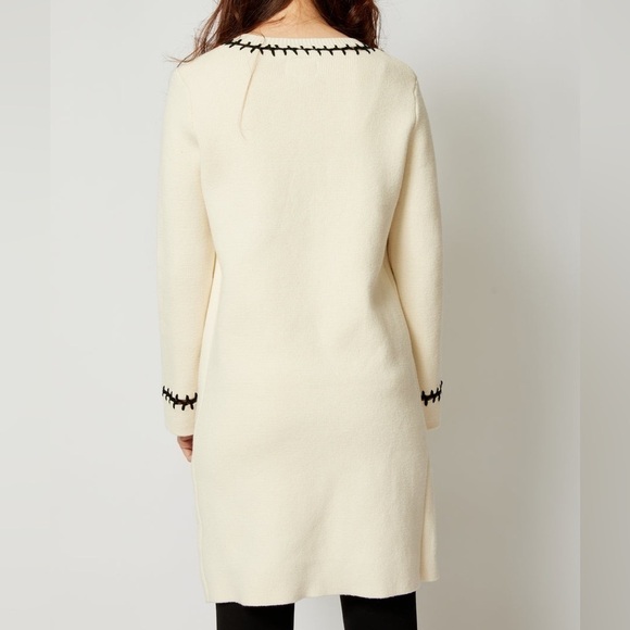 All Row Zig Zag Trim Sweater Coat cotton/wool blend - Picture 6 of 13